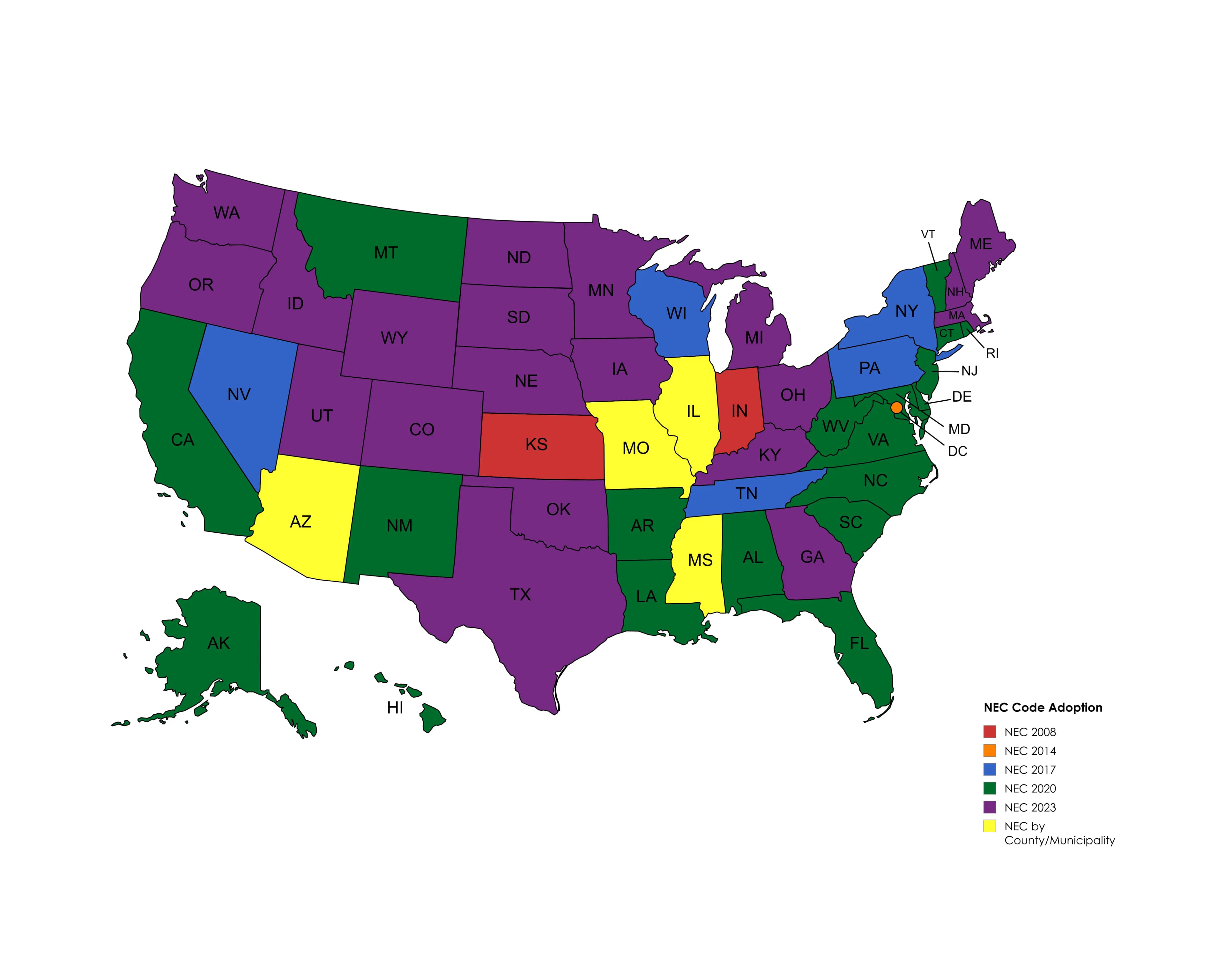 Image for NEC Map by State: 10/1/25