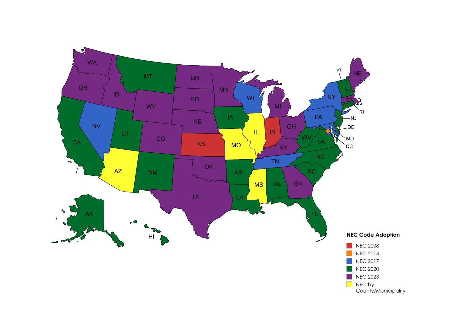 Image for NEC Map by State: 2/1/25