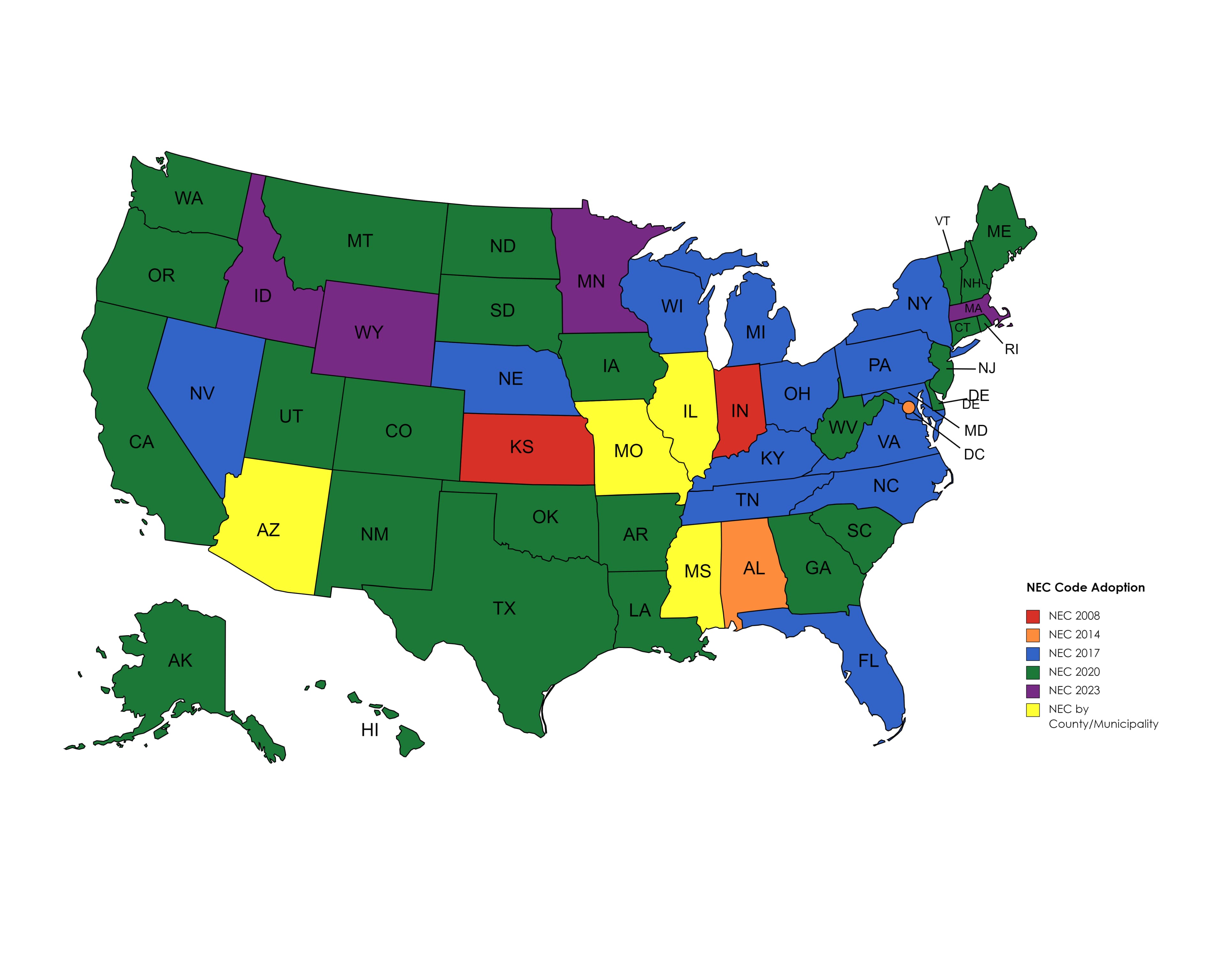 Image for NEC Map by State: 7/1/23
