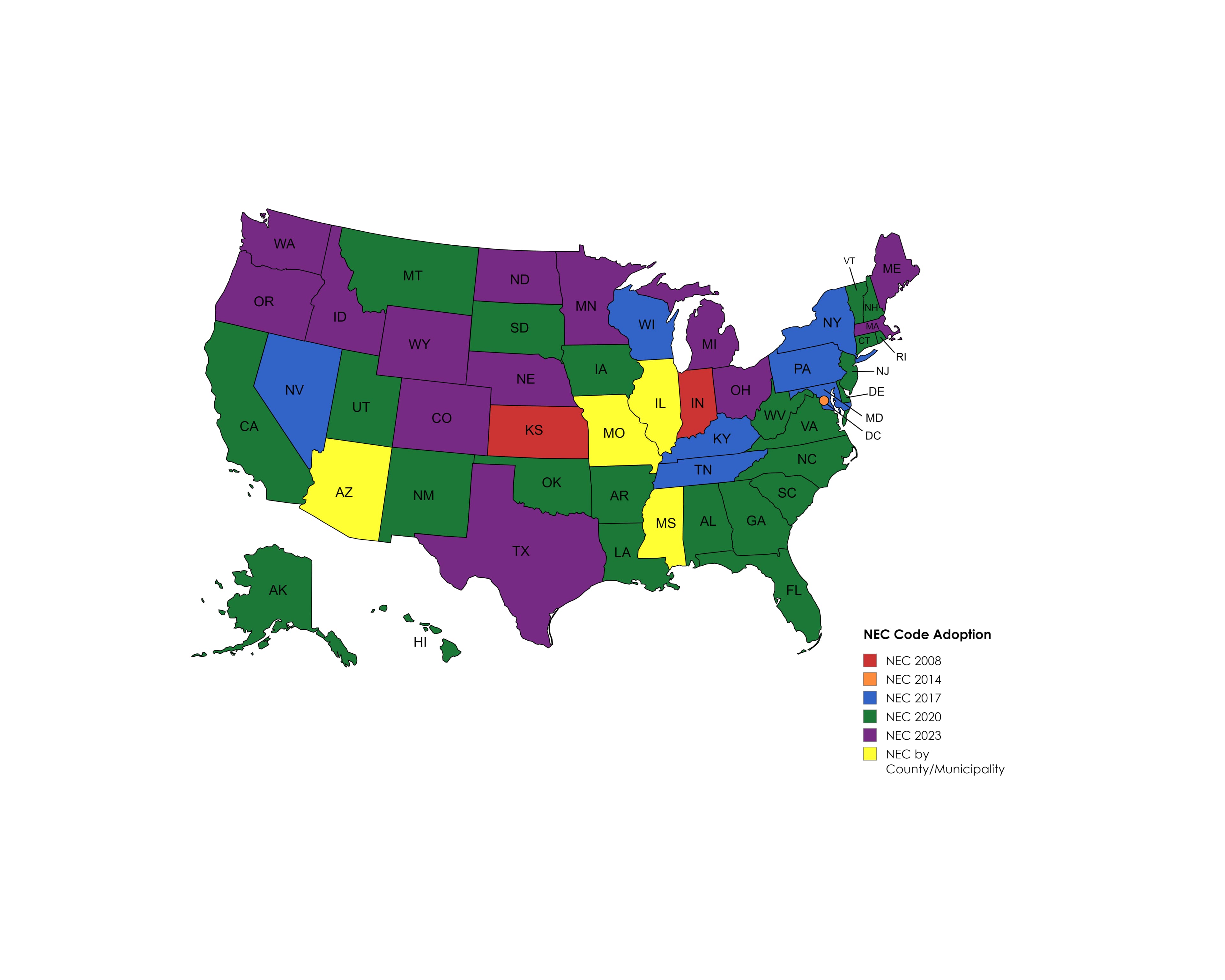 Image for NEC Map by State: 8/1/24